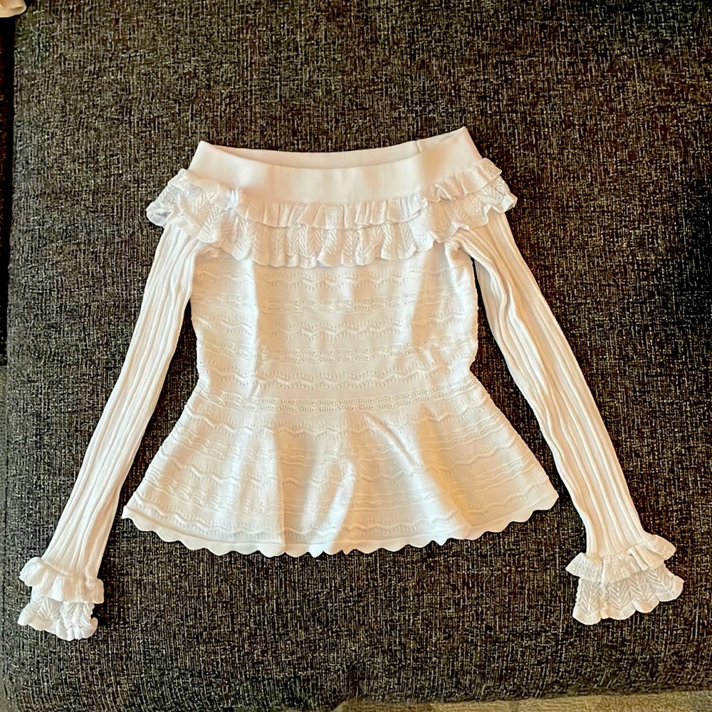 Jonathan Simkhai Off the Shoulder Knit Peplum Top, Size XS